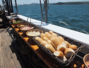 Buffet lunch on the cruise to Goat Island